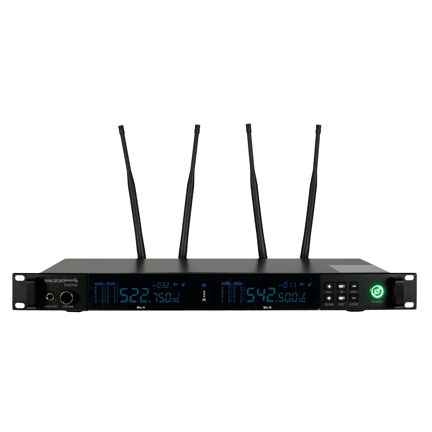 Sistema-Ricevitore-Radio-Microfono-ZZIPP-TXZZ720-UHF-True-Diversity-2x100CH