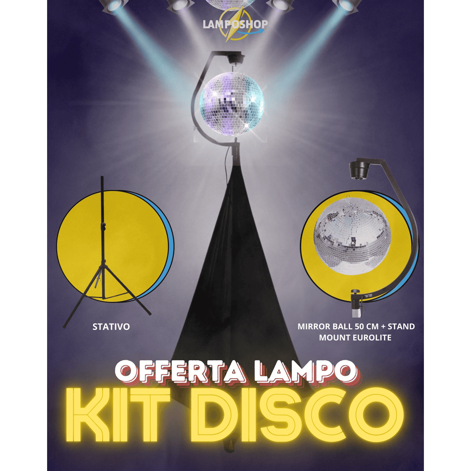 Kit-Disco-completo-con-supporto-sfera-mirrorball-stativo-con-copertura-offerta-Lampo