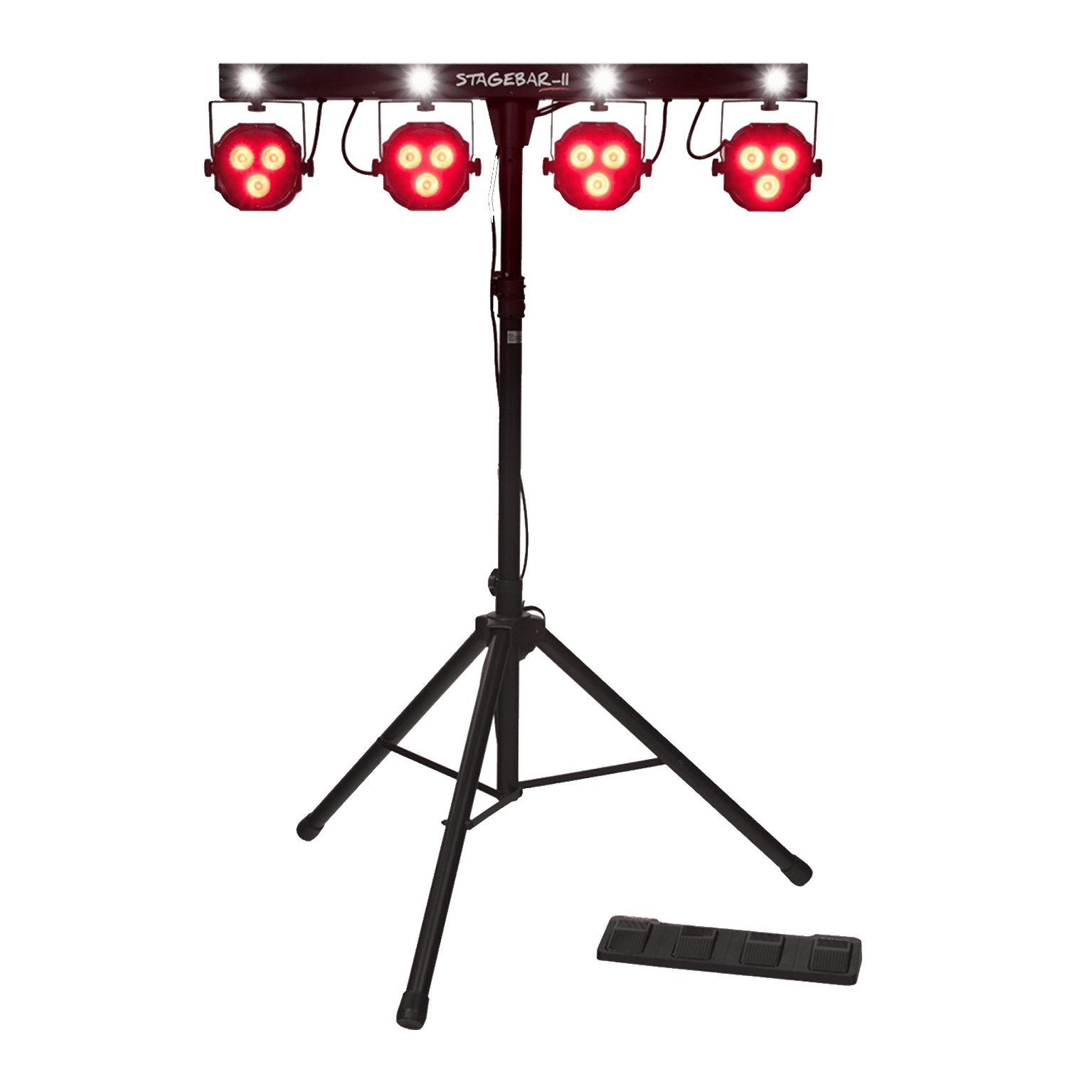 Set-luci-illuminazione-STAGE-BAR-II-con-4-Par-Led-RGB-all-in-one-e-Pedaliera-di-Controllo-Remoto