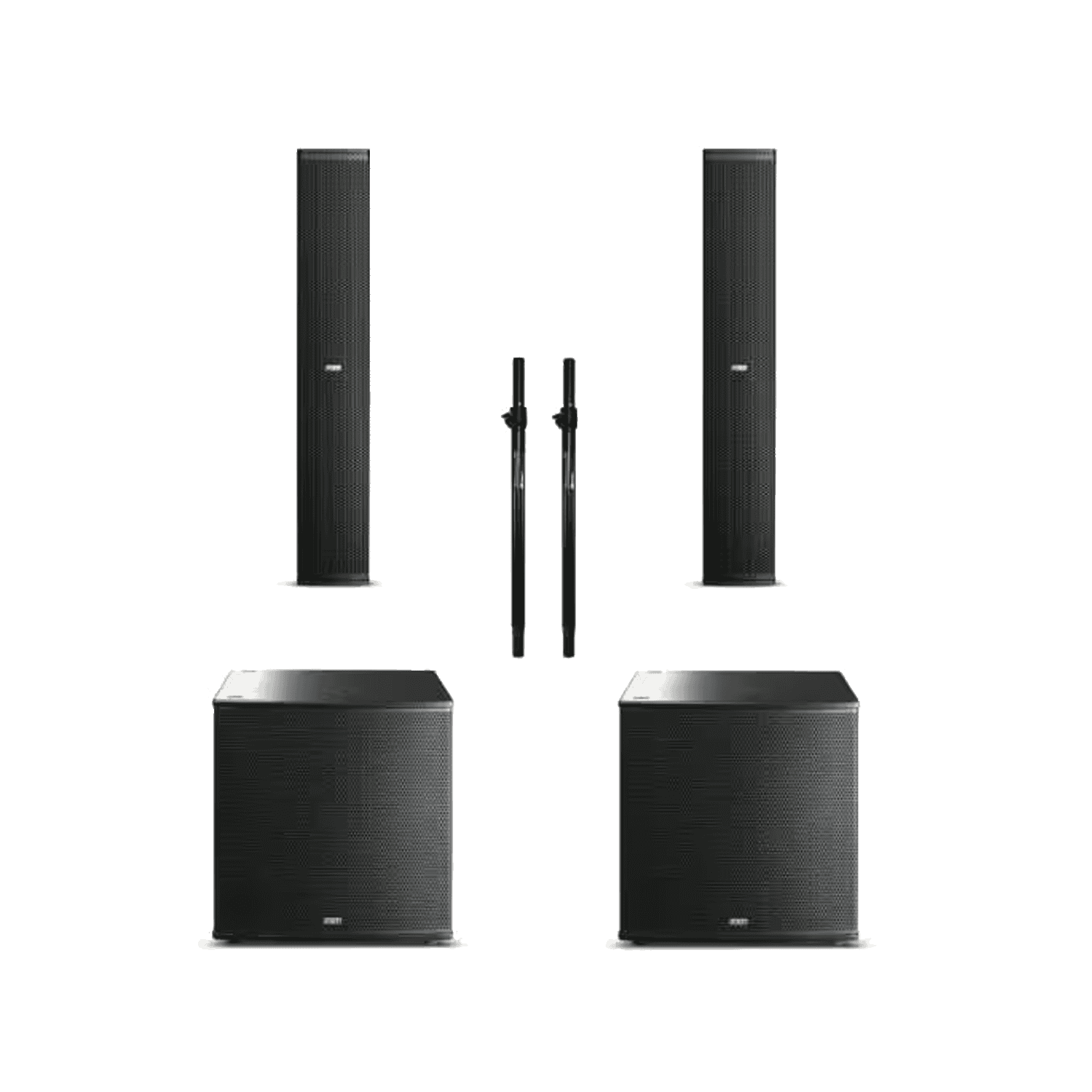 Kit-2x-Casse-a-Colonna-e-Subwoofer-FBT-VERTUS-CLA-S118A-e-CLA-406.2A-con-cover-Protettive-e-Aste